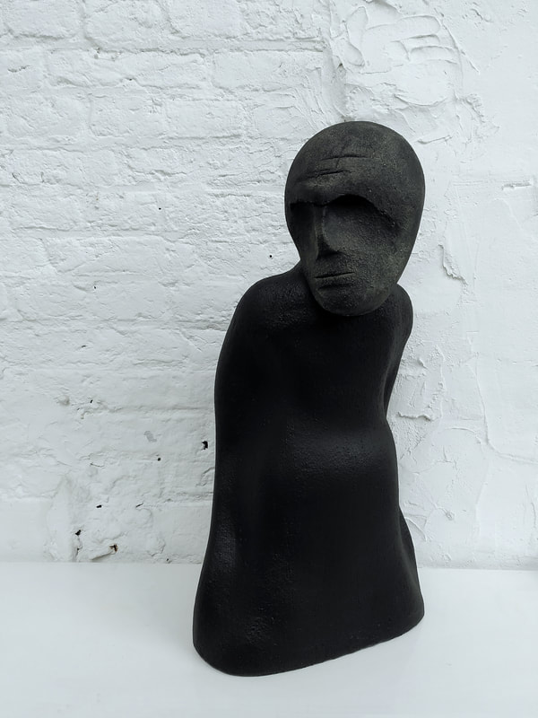 machiel zwart art kunst  head hoofd black sculpture  sculptuur keramiek ceramic